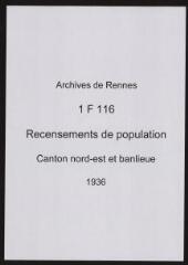 420 vues - Recensement de 1936 : liste nominative (canton nord-est : ville et banlieue). (ouvre la visionneuse)