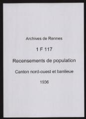 480 vues - Recensement de 1936 : liste nominative (canton nord-ouest : ville et banlieue). (ouvre la visionneuse)