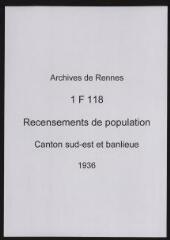 545 vues - Recensement de 1936 : liste nominative (canton sud-est : ville et banlieue). (ouvre la visionneuse)