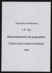 334 vues - Recensement de 1946 : liste nominative (canton nord-ouest : ville et banlieue). (ouvre la visionneuse)
