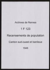 161 vues - Recensement de 1946 : liste nominative (canton sud-ouest : ville et banlieue). (ouvre la visionneuse)