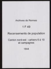 128 vues - Recensement de 1844 : liste nominative (canton nord-est : ville, cahiers 6 à 10, et campagnes). (ouvre la visionneuse)