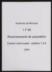 112 vues - Recensement de 1844 : liste nominative (canton nord-ouest : ville, cahiers 1 à 5). (ouvre la visionneuse)
