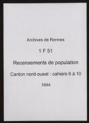 115 vues - Recensement de 1844 : liste nominative (canton nord-ouest : ville, cahiers 6 à 10). (ouvre la visionneuse)