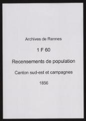 138 vues - Recensement de 1856 : liste nominative (canton sud-est : ville et campagnes). (ouvre la visionneuse)