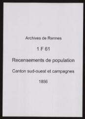 97 vues - Recensement de 1856 : liste nominative (canton sud-ouest : ville et campagnes). (ouvre la visionneuse)
