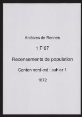 88 vues - Recensement de 1872 : liste nominative (canton nord-est : ville, cahier 1). (ouvre la visionneuse)
