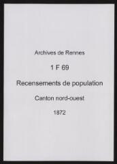 251 vues - Recensement de 1872 : liste nominative (canton nord-ouest : ville). Le recensement du canton nord-ouest (banlieue) se trouve sous la cote 1 F 68. (ouvre la visionneuse)