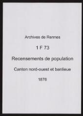 368 vues - Recensement de 1876 : liste nominative (canton nord-ouest : ville et banlieue). (ouvre la visionneuse)