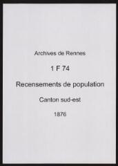 146 vues - Recensement de 1876 : liste nominative (canton sud-est : ville). (ouvre la visionneuse)