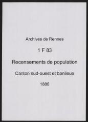 151 vues - Recensement de 1886 : liste nominative (canton sud-ouest : ville et banlieue). (ouvre la visionneuse)