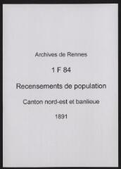 270 vues - Recensement de 1891 : liste nominative (canton nord-est : ville et banlieue). (ouvre la visionneuse)