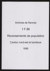 275 vues - Recensement de 1896 : liste nominative (canton nord-est : ville et banlieue). (ouvre la visionneuse)