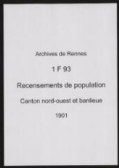 367 vues - Recensement de 1901 : liste nominative (canton nord-ouest : ville et banlieue). (ouvre la visionneuse)