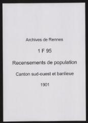 157 vues - Recensement de 1901 : liste nominative (canton sud-ouest : ville et banlieue). (ouvre la visionneuse)