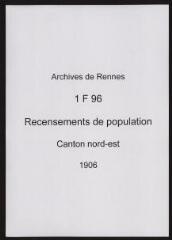 304 vues - Recensement de 1906 : liste nominative (canton nord-est : ville et banlieue). (ouvre la visionneuse)