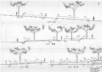 1 vue - Lié à 1875 W 81 - Plan en noir et blanc du boulevard Emmanuel-Mounier, coupes AA, BB, CC, DD. (ouvre la visionneuse)
