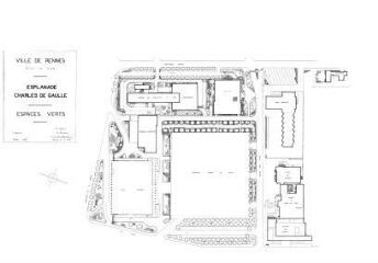 1 vue - Lié à 1724 W 7 - Plan en noir et blanc n° EV_0096 de l\'esplanade Charles-de-Gaulle, espaces verts. (ouvre la visionneuse)