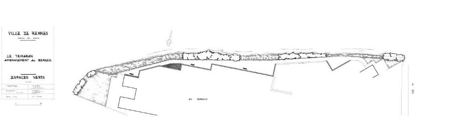 1 vue - Lié à 1724 W 34 - Plan en noir et blanc le Trimaran, aménagement des berges. (ouvre la visionneuse)
