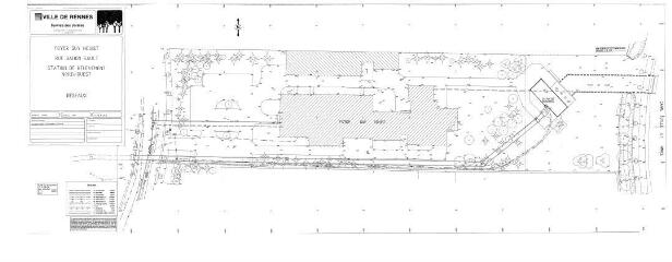 1 vue - Lié à 1724 W 75 - Plan en noir et blanc n° EV_0599 du foyer Guy-Houist, rue Bahon-Rault, station de relèvement, nord-ouest, réseaux. (ouvre la visionneuse)