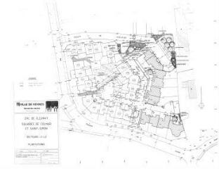 1 vue - Lié à 1724 W 81 - Plan en noir et blanc n° EV_0688 de la ZAC Cleunay, square de Colmar-et-Saint-Simon, secteur L1-L2, plantations. (ouvre la visionneuse)