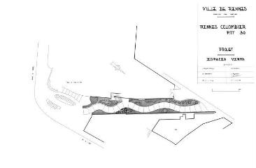 1 vue - Lié à 1724 W 86 - Plan en noir et blanc n° EV_0762 de Rennes-Colombier, PTT 30, projet. (ouvre la visionneuse)