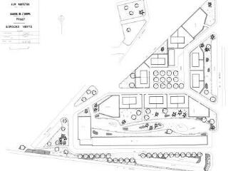 1 vue - Lié à 1724 W 96 - Plan en noir et blanc n° EV_0816 des HLM Maurepas, square de l\'Europe, projet. (ouvre la visionneuse)