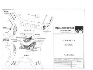 1 vue - Lié à 1724 W 116 - Plan en noir et blanc n° EV_1092 de la place de la Rotonde, plantations. (ouvre la visionneuse)