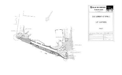 1 vue - Lié à 1724 W 119 - Plan en noir et blanc n° EV_1098 de la ZAC Lorient-Saint-Brieuc, îlot Carrière, projet. (ouvre la visionneuse)