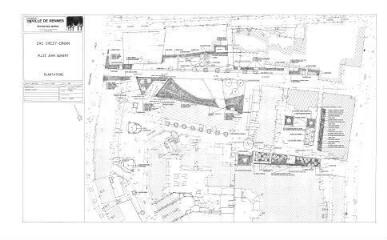 1 vue - Lié à 1724 W 127 - Plan en noir et blanc n° EV_1184 de la ZAC Chézy-Dinan, allée Jean-Guihery, plantations. (ouvre la visionneuse)