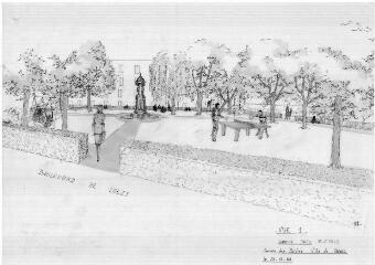 1 vue - Lié à 1875 W 16 - Esquisse en noir et blanc n° EV_0313 du square Antoine-Jagu, vue n° 1. (ouvre la visionneuse)