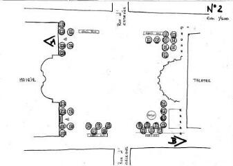 1 vue - Lié à 1875 W 32 - Plan en noir et blanc n° EV_0520 de l\'aménagement de la place de la Mairie, vue d\'ensemble n° 2. (ouvre la visionneuse)