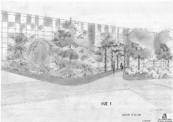 1 vue - Lié à 1875 W 38 - Esquisse en noir et blanc n° EV_0718 du square Charles-Dullin, vue n° 1. (ouvre la visionneuse)