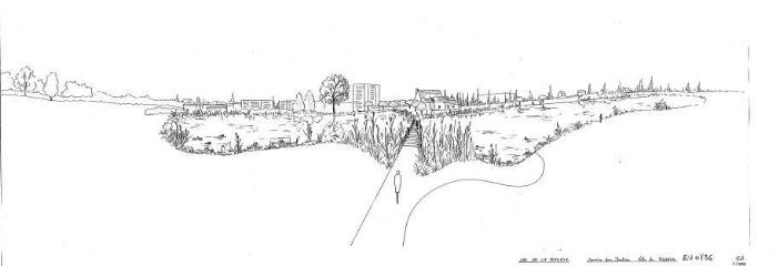 1 vue - Lié à 1875 W 39 -Esquisse en noir et blanc n° EV_0736 de la ZAC de la Poterie, parc du Landry [vue n° 1 A _1]. (ouvre la visionneuse)