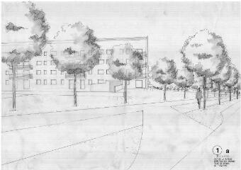 1 vue - Lié à 1875 W 39 -Esquisse en noir et blanc n° EV_0736 de la ZAC de la Poterie, parc du Landry, n° 1 A. (ouvre la visionneuse)