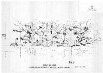 1 vue - Lié à 1875 W 44 - Esquisse en noir et blanc n° EV_0775 des berges de l\'Ille, allée Guillaume-Chauvin, vue n° 1. (ouvre la visionneuse)