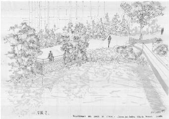 1 vue - Lié à 1875 W 44 - Esquisse en noir et blanc n° EV_0775 de l\'aménagement des bords de l\'Ille, vue n°2. (ouvre la visionneuse)