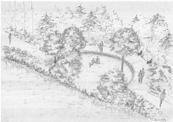 1 vue - Lié à 1875 W 44 - Esquisse en noir et blanc n° EV_0775 de l\'aménagement des bords de l\'Ille. (ouvre la visionneuse)