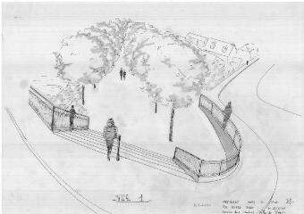 1 vue - Lié à 1875 W 50 - Esquisse en noir et blanc n° EV_1051 de la promenade, bords du canal, allée Alfred-Jarry, vue n° 1. (ouvre la visionneuse)