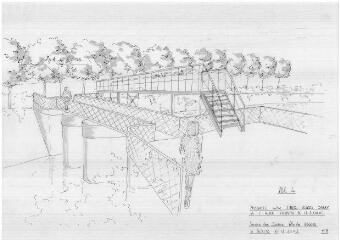1 vue - Lié à 1875 W 50 - Esquisse en noir et blanc n° EV_1051 de la passerelle, allées Alfred-Jarry et Sylvestre-de-la-Guerche, vue n° 4. (ouvre la visionneuse)