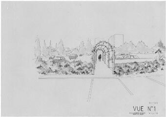 1 vue - Lié à 1875 W 62 - Esquisse en noir et blanc n° EV_1341 du DSQ Le Blosne, square de Galicie, vue n° 1. (ouvre la visionneuse)