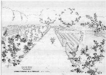 1 vue - Lié à 1875 W 63 - Esquisse en noir et blanc n° EV_1385 des jardins familiaux de la Prévalaye [vue n° 1]. (ouvre la visionneuse)