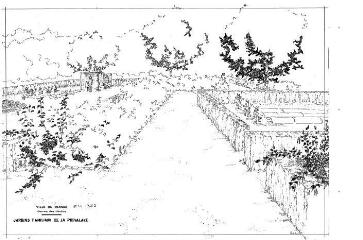 1 vue - Lié à 1875 W 63 - Esquisse en noir et blanc n° EV_1385 des jardins familiaux de la Prévalaye [vue n° 5]. (ouvre la visionneuse)