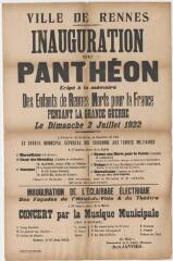 1 vue - 1M221 - Inauguration du Panthéon érigé à la mémoire des enfants de Rennes morts pour la France pendant la Grande Guerre le dimanche 2 juillet 1922 (ouvre la visionneuse)