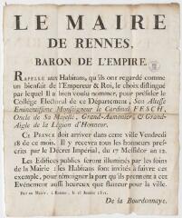 1 vue - 3K34 - Le Maire de Rennes, baron de l\'Empire [Visite du cardinal Fesch, nommé président du collège électoral du département] (ouvre la visionneuse)