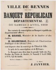 1 vue - 3K17 - Banquet républicain départemental du samedi 3 avril 1909 (ouvre la visionneuse)