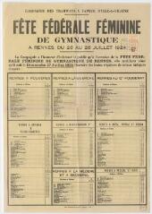 1 vue - I32 - Fête fédérale féminine de gymnastique à Rennes du 26 au 28 juillet 1924 [: horaires des tramways départementaux] (ouvre la visionneuse)