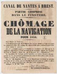 1 vue - Canal de Nantes à Brest. Partie comprise dans le Finistère : chômage de la navigation pour 1846 (ouvre la visionneuse)