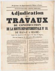 1 vue - Adjudication des travaux de construction de la route départementale n°18 de Baugé à Segré, entre les abords de Thorigné et Le-Lion-d\'Angers (ouvre la visionneuse)