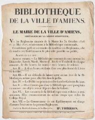 1 vue - Bibliothèque de la ville d\'Amiens [: réglement] (ouvre la visionneuse)